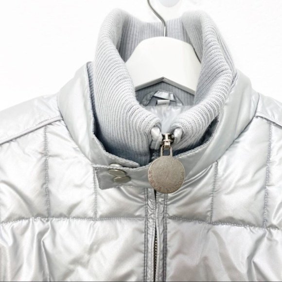 STEVE MADDEN Silver Metallic Puffer Jacket Coat Size M - Picture 3 of 7